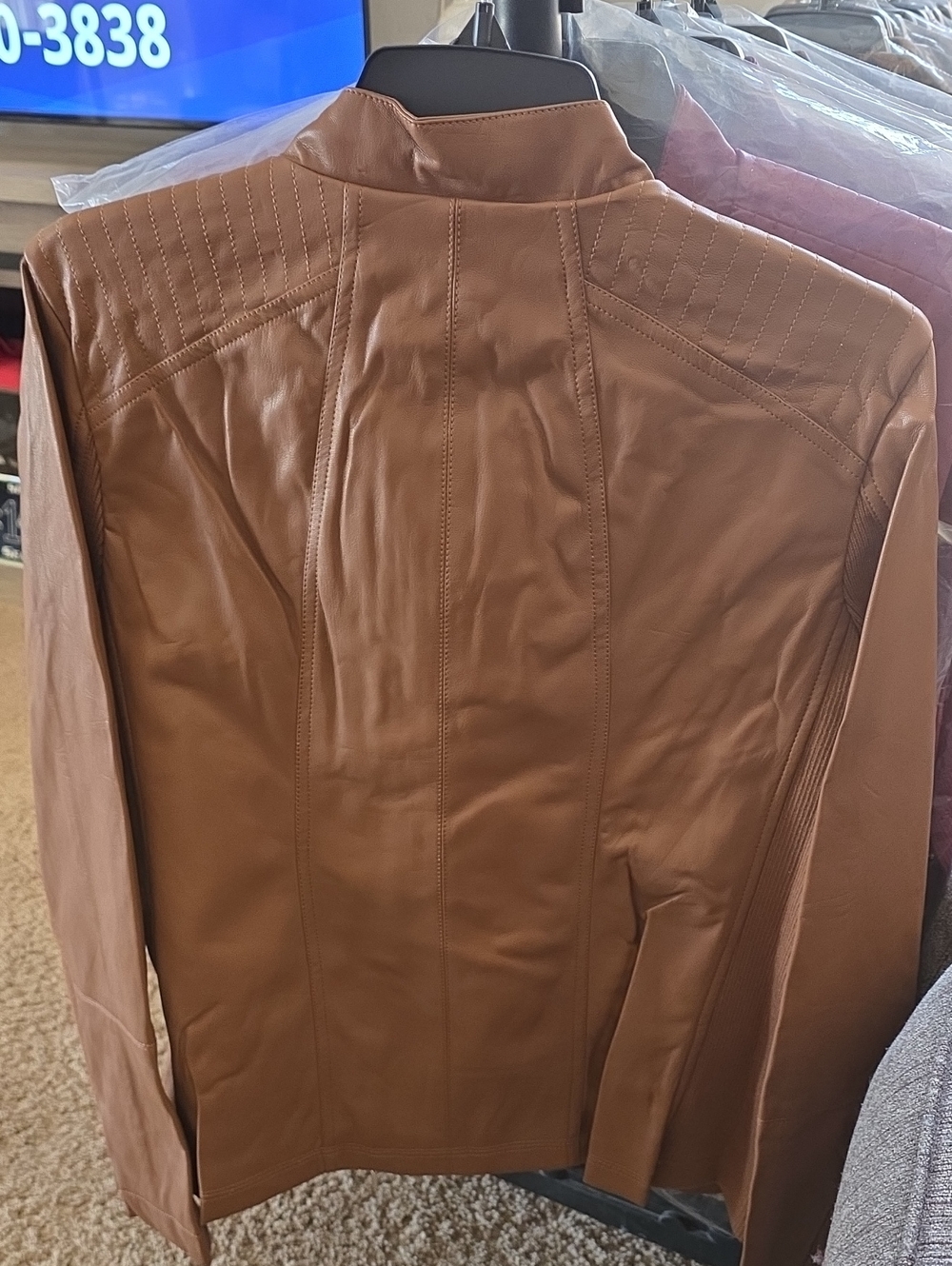 Philosophy Cognac Brown Faux Leather Moto Jacket - Picture 6 of 6